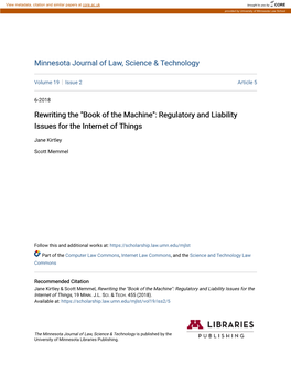 Regulatory and Liability Issues for the Internet of Things