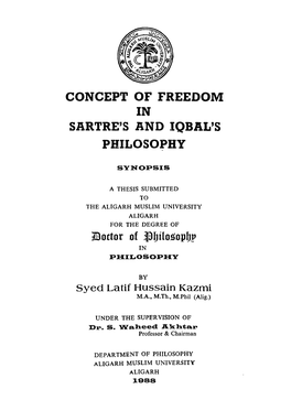 Concept of Freedom in Sartre's and Iqbal's Philosophy