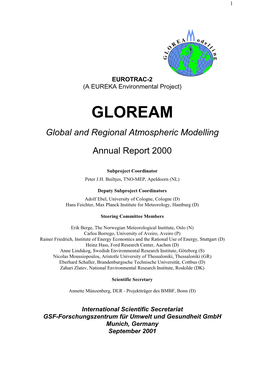 Global and Regional Atmospheric Modelling Annual Report 2000