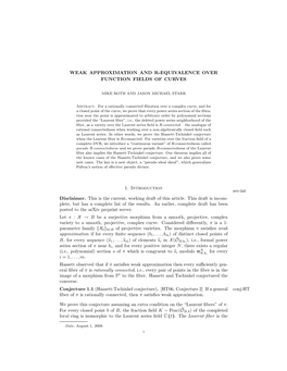 Weak Approximation and R-Equivalence Over Function Fields of Curves