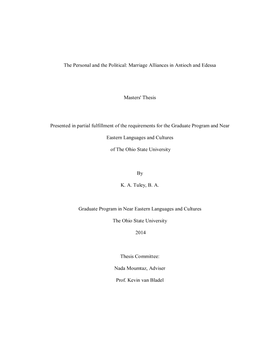 Marriage Alliances in Antioch and Edessa