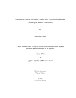 Examining the Construct of Proficiency in a University‟S American Sign Language