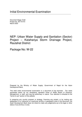 35173-015: Urban Water Supply and Sanitation (Sector) Project