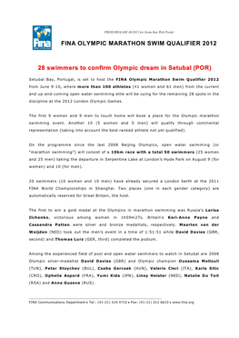 28 Swimmers to Confirm Olympic Dream in Setubal (POR)