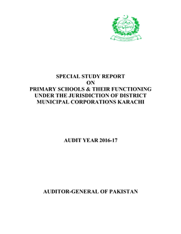 Special Study Report on Primary Schools & Their