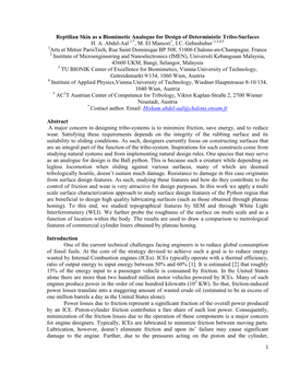 Reptilian Skin As a Biomimetic Analogue for Design of Deterministic Tribo-Surfaces H