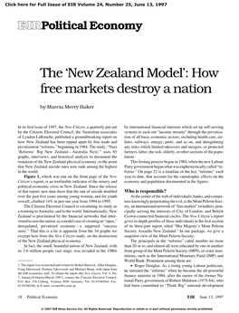 New Zealand Model’: How Free Markets Destroy a Nation