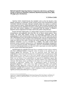 Edward Aspinall. Opposing Suharto: Compromise, Resistance, and Regime Change in Indonesia. Stanford, California: Stanford University Press, 2005