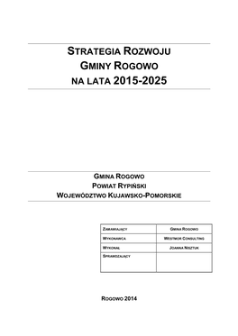 Strategia Rozwoju Gminy Rogowo Na Lata 2015-2025