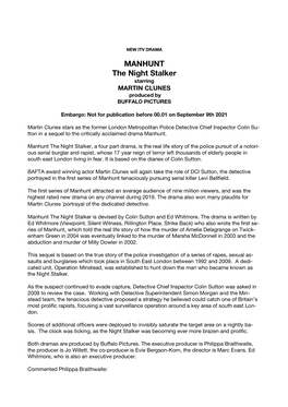 MANHUNT the Night Stalker Starring MARTIN CLUNES Produced by BUFFALO PICTURES