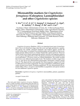 Microsatellite Markers for Cryptolestes Ferrugineus (Coleoptera: Laemophloeidae) and Other Cryptolestes Species