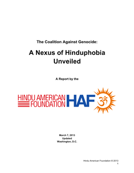 Coalition Against Genocide: a Nexus of Hinduphobia Unveiled