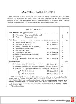 Analytical Table of Coins