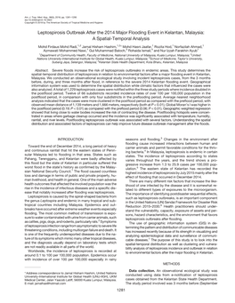 Leptospirosis Outbreak After the 2014 Major Flooding Event in Kelantan, Malaysia: a Spatial-Temporal Analysis