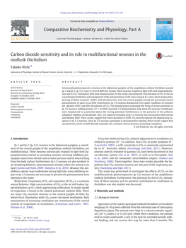 Carbon Dioxide Sensitivity and Its Role in Multifunctional Neurons in the Mollusk Onchidium