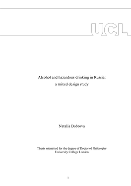 Drinking Patterns in the Russian City of Novosibirsk, with a Specific Focus on Hazardous Drinking