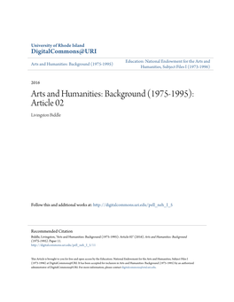 Arts and Humanities: Background (1975-1995) Humanities, Subject Files I (1973-1996)