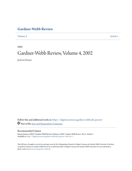 Gardner-Webb Review, Volume 4, 2002 Jackson Ranier