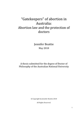 “Gatekeepers” of Abortion in Australia: Abortion Law and the Protection of Doctors