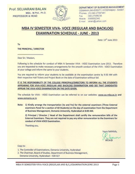 MBA IV SEMESTER VIVA-VOCE (REGULAR and B/L) EXAMINATION JUNE 2013 Page 1