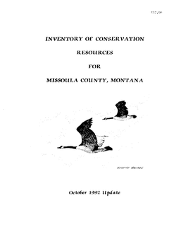 Inventory of Conservation Resources for Missouj,A