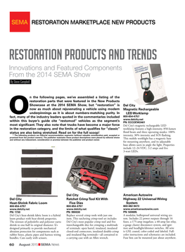 Restoration Products and Trends Innovations and Featured Components from the 2014 SEMA Show by Steve Campbell