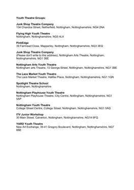 Youth Theatre Groups