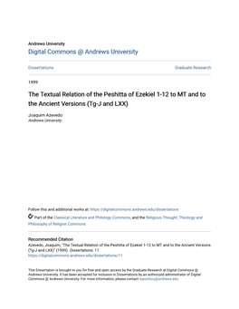 The Textual Relation of the Peshitta of Ezekiel 1-12 to MT and to the Ancient Versions (Tg-J and LXX)