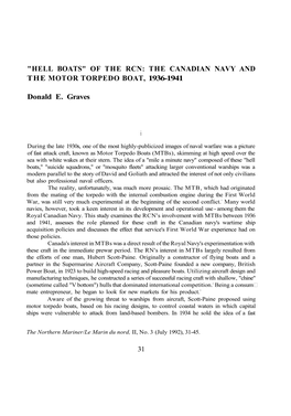 The Canadian Navy and the Motor Torpedo Boat, 1936-1941