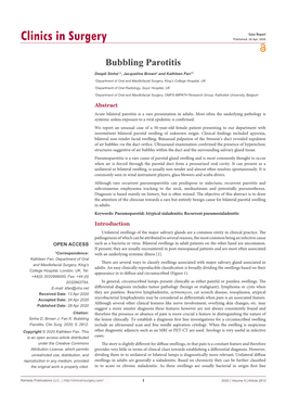 Bubbling Parotitis