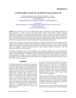 A Small Satellite Concept for On-Orbit Servicing of Spacecraft