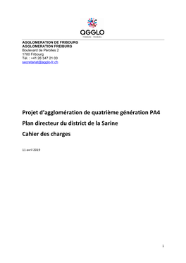 Projet D'agglomération De Quatrième Génération PA4 Plan Directeur Du District De La Sarine Cahier Des