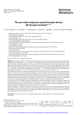 The Pre-Main Sequence Spectroscopic Binary AK Scorpii Revisited?,??