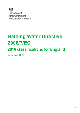 Bathing Water Classifications 2016