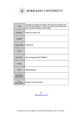 Instructions for Use Title Geochemical Studies of Volcanic Rocks