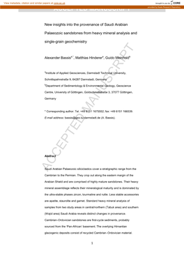 New Insights Into the Provenance of Saudi Arabian Palaeozoic