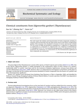 Chemical Constituents from Edgeworthia Gardneri (Thymelaeaceae)