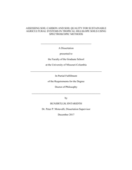 Assessing Soil Carbon and Soil Quality for Sustainable Agricultural Systems in Tropical Hillslope Soils Using Spectroscopic Methods