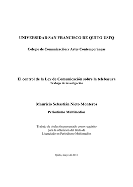 El Control De La Ley De Comunicación Sobre La Telebasura Trabajo De Investigación