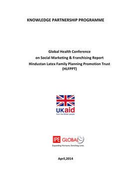 Global Health Conference on Social Marketing & Franchising Report