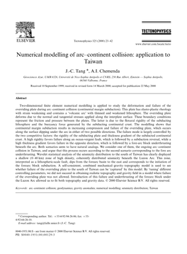 Numerical Modelling of Arc–Continent Collision: Application to Taiwan