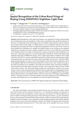 Spatial Recognition of the Urban-Rural Fringe of Beijing Using DMSP/OLS Nighttime Light Data