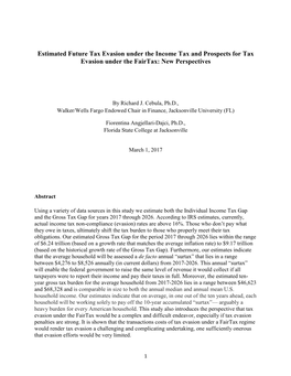 Estimated Future Tax Evasion Under the Income Tax and Prospects for Tax Evasion Under the Fairtax: New Perspectives