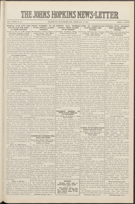 VOL. XXVIII, No 33 HOMEWOOD, BALTIMORE, MD., FEBRUARY 15, 1924 MUSICAL CLUB PUTS TICK- ETS on SALE for ANNU- AL HOME CONCERT T