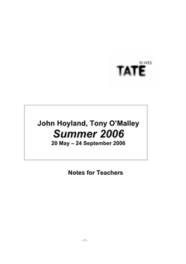 Tate St Ives Summer Exhibitions 2006 Teachers' Pack