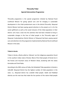 Thirunelly Tribal Special Intervention Programme