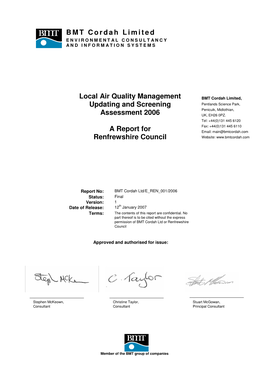 LAQM Updating and Screening Assessment 2006 Renfrewshire Council