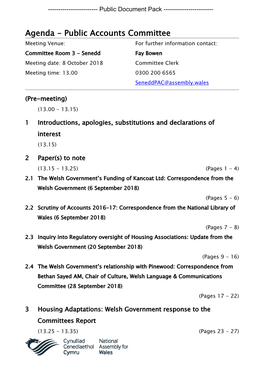 (Public Pack)Agenda Document for Public Accounts Committee, 08/10/2018 13:00