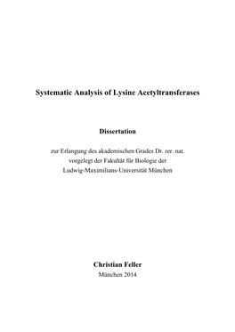 Systematic Analysis of Lysine Acetyltransferases