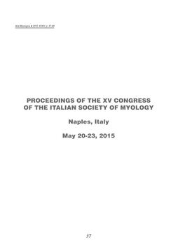 PROCEEDINGS of the XV CONGRESS of the ITALIAN SOCIETY of MYOLOGY